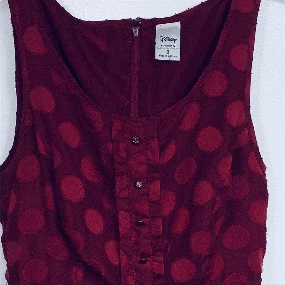 Disney Burgundy Polka Dot Mini Dress - Picture 6 of 8